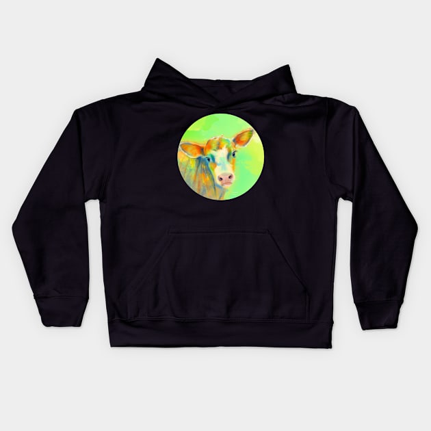 Summer Cow Kids Hoodie by Flo Art Studio